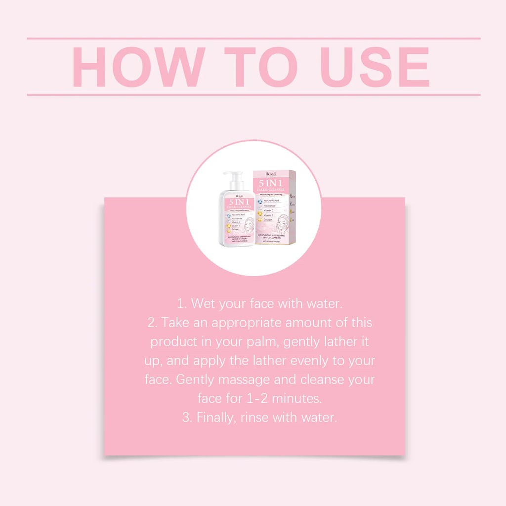 5 in 1 Moisturizing Facial Cleanser Refreshed Cleansing Makeup Remover Brightening Hydrating Light Texture Rich Foam Cleanser