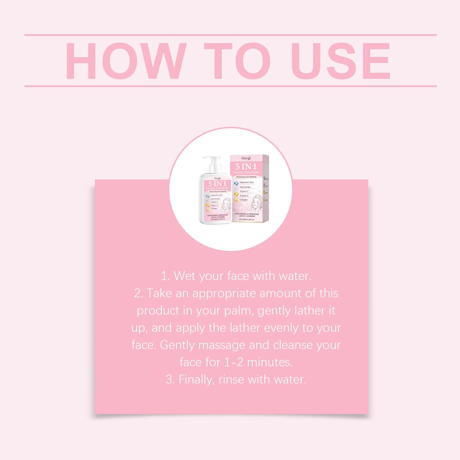 5 in 1 Moisturizing Facial Cleanser Refreshed Cleansing Makeup Remover Brightening Hydrating Light Texture Rich Foam Cleanser