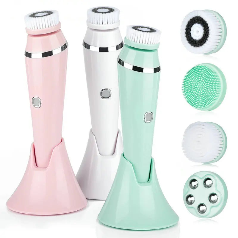Facial Cleansing Brush 4 in 1 Electric Waterproof Rotating Face Scrubber Cleanser Rechargeable Deep Pore Clean Skin Care Tool